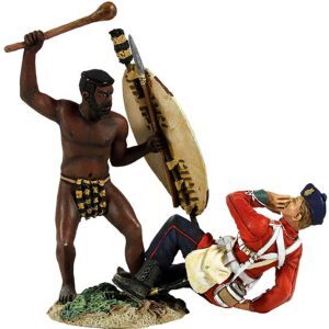 Zulu Warrior Attacking British 24th Foot with Knobkerri Hand-To-Hand Set