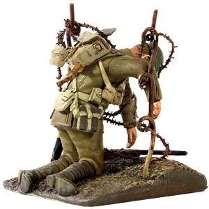 British Casualty Hanging on Barbed Wire in No Man's Land