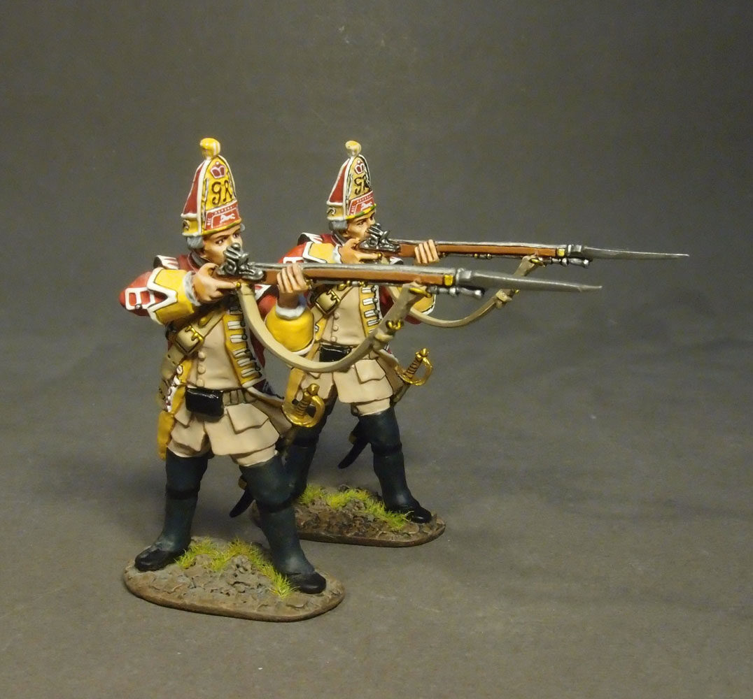 THE BATTLE OF MONONGAHELA 1755, 44th REGIMENT OF FOOT, 2 GRENADIERS FIRING,