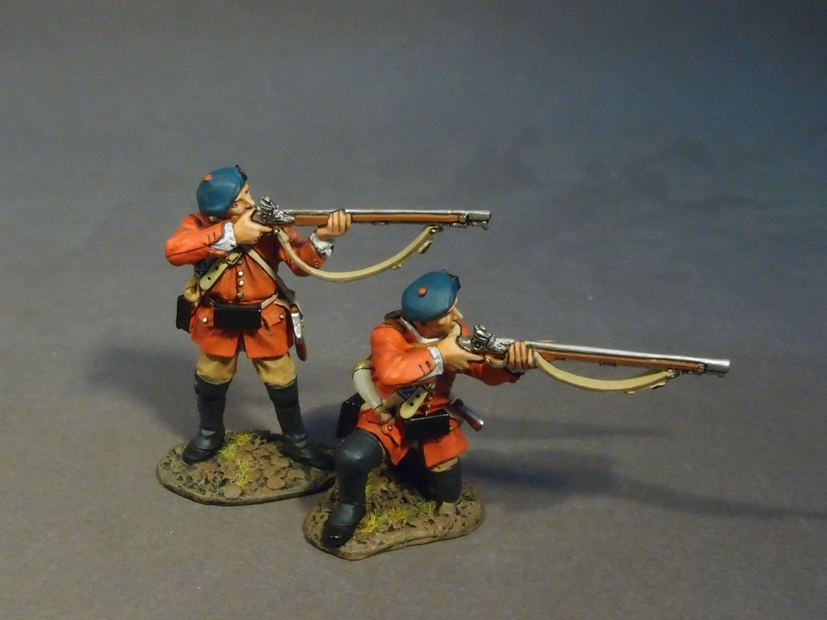 THE BATTLE OF BUSHY RUN 1763, LIGHT INFANTRY COMPANY, 2 FIGURES SKIRMISHING