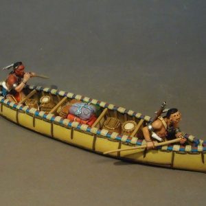 WOODLAND INDIANS AND LARGE CANOE