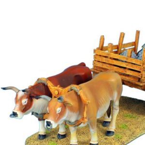 Oxen Pulling Cart with Trebuchet Stones