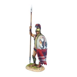 Greek Hoplite Standing with Dory and Shield Curtain