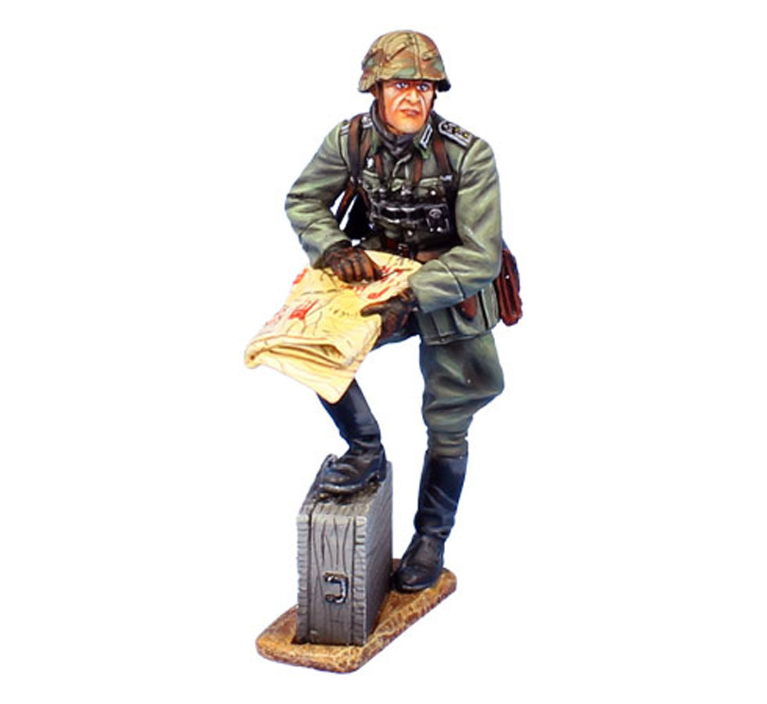 German Officer Reading Map - Helmet