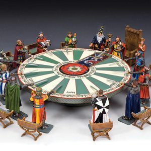 King Arthur, Queen Guinevere, The Wizard Merlin, 11 Knights, The Round Table, The King's Chair and 12 Additional Chairs