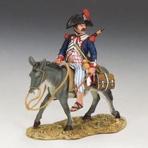 Soldato a cavallo di un asino