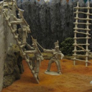 Alamo Mexican Regulars Set #2--12 figures in 4 poses with Swivel and swappable Heads & Hands--Dark Blue.