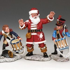 Babbo Natale festeggia con due giovani tamburini francesi