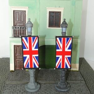 Coppia di lampioni CON BANDIERA REGNO UNITO (RESINA)