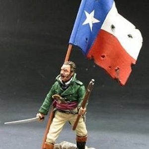 James Buttler Bonham con la bandiera dello stato del Texas