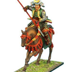 Mounted Samurai Charging with Yari and Jinbaori - Takeda Clan