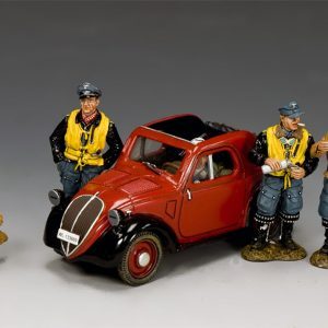 Three Luftwaffe pilots wait with their Squadron Adjutant and his little Fiat Topolino for the scramble