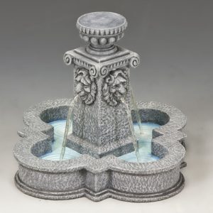 Four Lions Town Fountain (Greystone) 11.5(L) x 11.5(W) x 8.8(H)cm