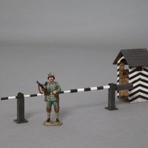 Guard house with barrier and WWI Stormtrooper with Bergmann machine