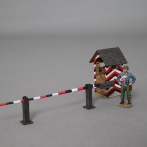 Guard house with barrier and WWII Fallschirmjager