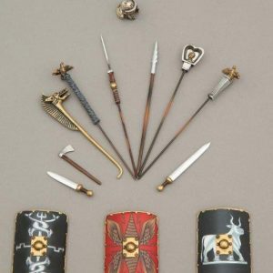 A very useful set of mixed Roman and Barbarian weapons to add to your battlefield diorama
