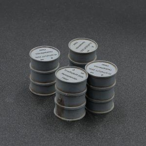 4 fuel barrels in early war grey colour