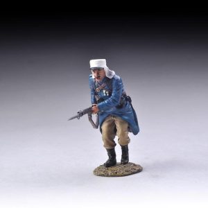 Charging Legionnaire in greatcoat with bayonet fixed! with Khaki trousers