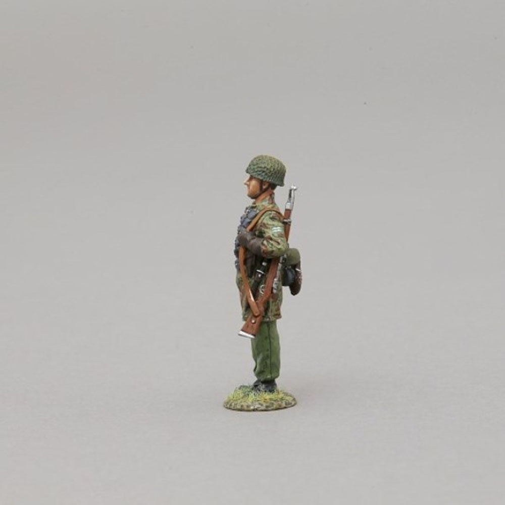 Sentry figure with net covered helmet