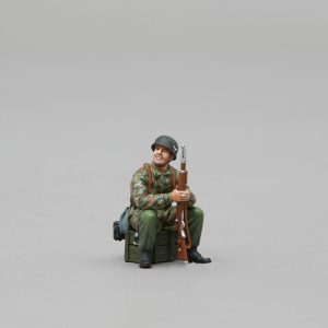Fallschirmjager relaxing with cup of coffee with MP40 machine gun slung across chest B version Tank Rider variant without bases
