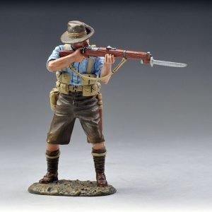 Australian Standing rifleman wearing cut off trousers and small backpack (blue/grey shirt)--single figure