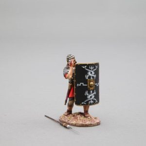 An unlucky legionnaire receives a direct hit in the form of an arrow in the eye (black shield)