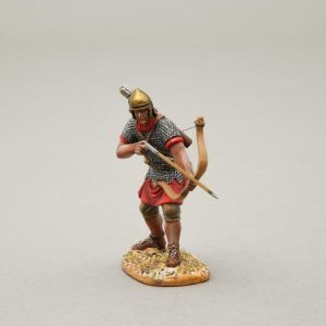 A standing archer scans the battlefield for a new target (bronze  colour metal helmets)