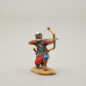 Kneeling archer firing straight ahead (silver colour metal helmets)