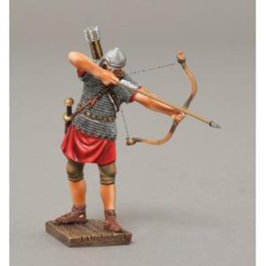 Roman Auxiliary Archer Firing Downwards. please note the base on these figures is the same shape and style as our normal Roman figures and is not rectangular as per the photos