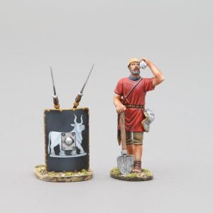 legionnaire wipes his brow with a cloth, its hot work being an engineer!