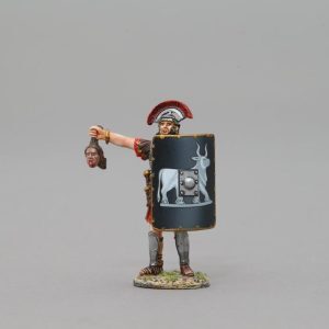 Centurion with severed head goading the enemy or perhaps encouraging his men?