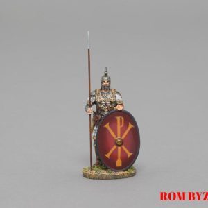 Imperial Guardsman with chi ro symbol on shield with red background