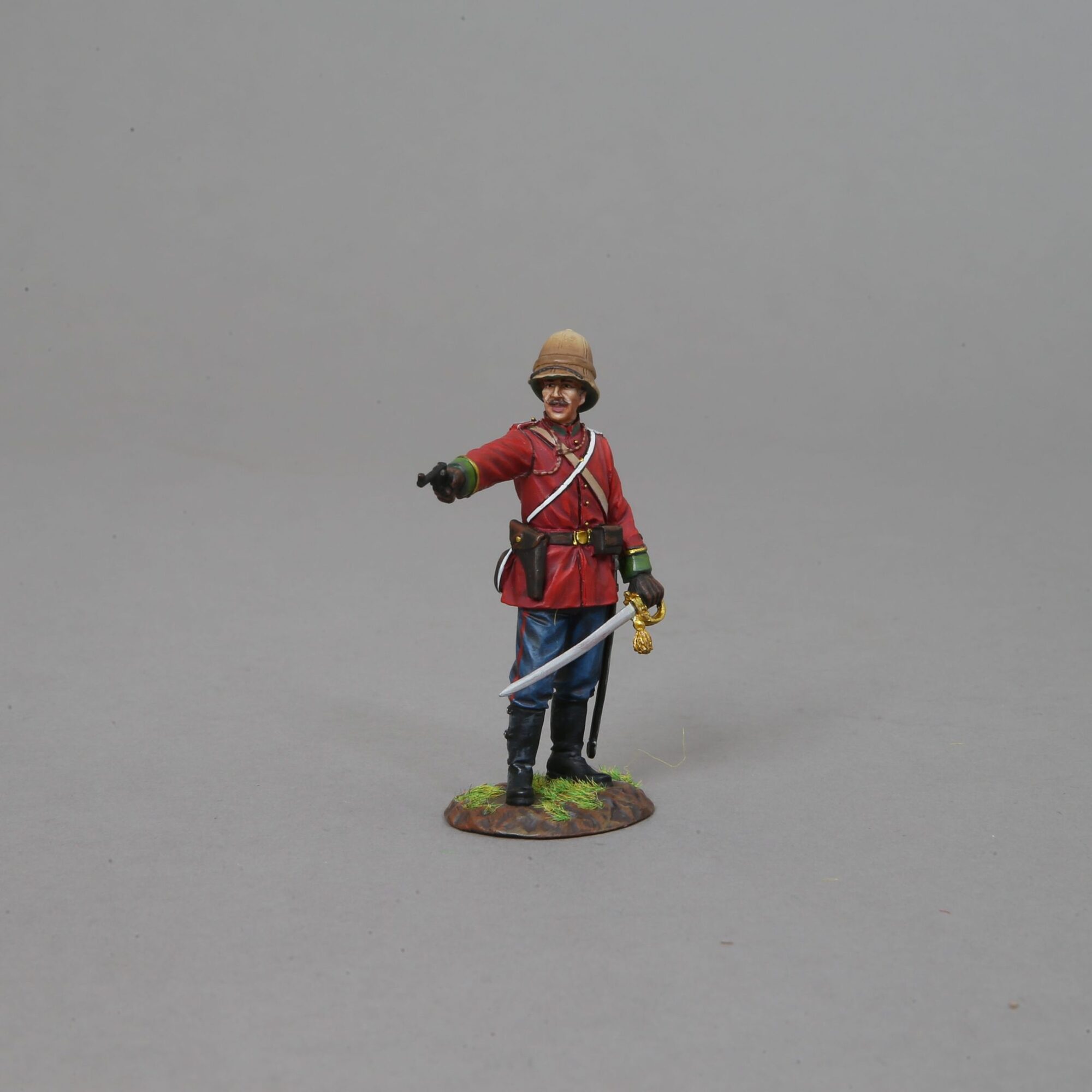 Dismounted Officer firing pistol and sword