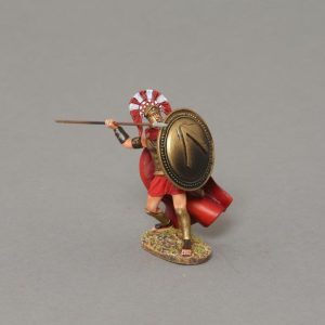 A Spartan General prepares to throw his spear at the enemy