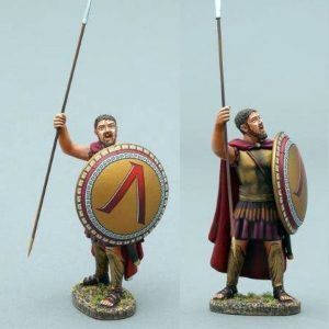 Leonidas king of the Spartans shouts orders to his men. Ornately decorated Lambda shield version
