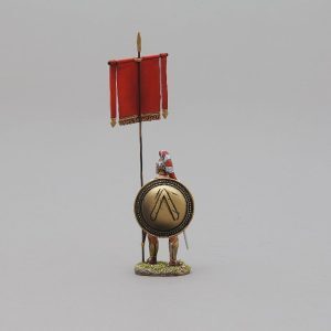 version features a Spartan holding a red Cloth banner with Spartan Lambda shield design