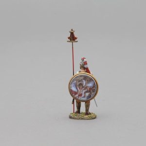 comprises a Greek Hoplite Standard Bearer carrying a new shield design featuring Icarus falling