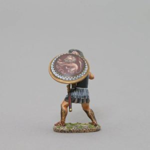 Thespian soldier with Corinthian style helmet with a Lion on red background
