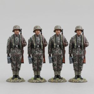 Four SS Infanteers with Ammunition Bandoliers and Ammunition Cases