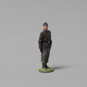 Tanker looking left wearing leather Italian submarine jacket