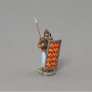 Advancing Egyptian Marine, Spear Resting on Shoulder - Red/Yellow Striped Shield