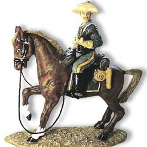 Trooper with rifle on brown horse