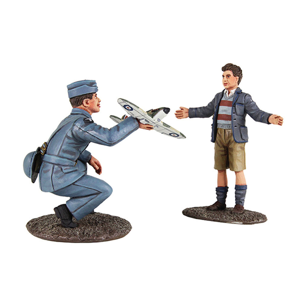 RAF Pilot with Model Spitfire and Child