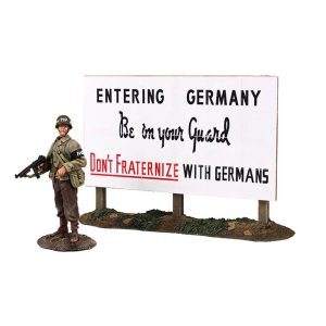 U.S. Military Policeman with Warning Sign, Winter 1944-45
