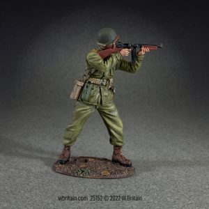U.S. GI Firing Thompson Machine Gun from Shoulder - Single figure in box