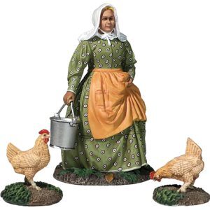 Woman Doing Farm Chores with Two Chickens Miss Dayfield