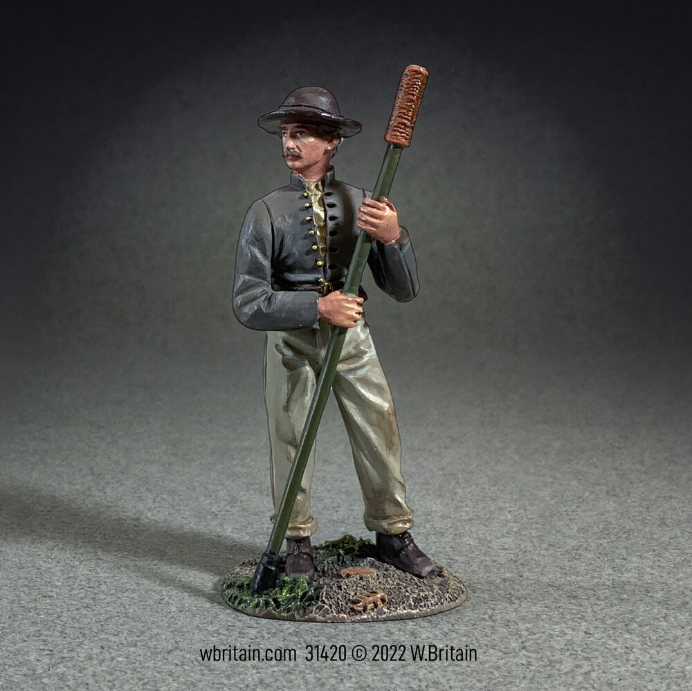 Confederate Artillery Crewman with Sponge and Rammer