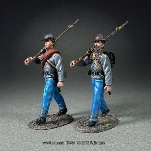 ''Forward March'' 2 Confederate Infantry Marching  - Two figures in a box