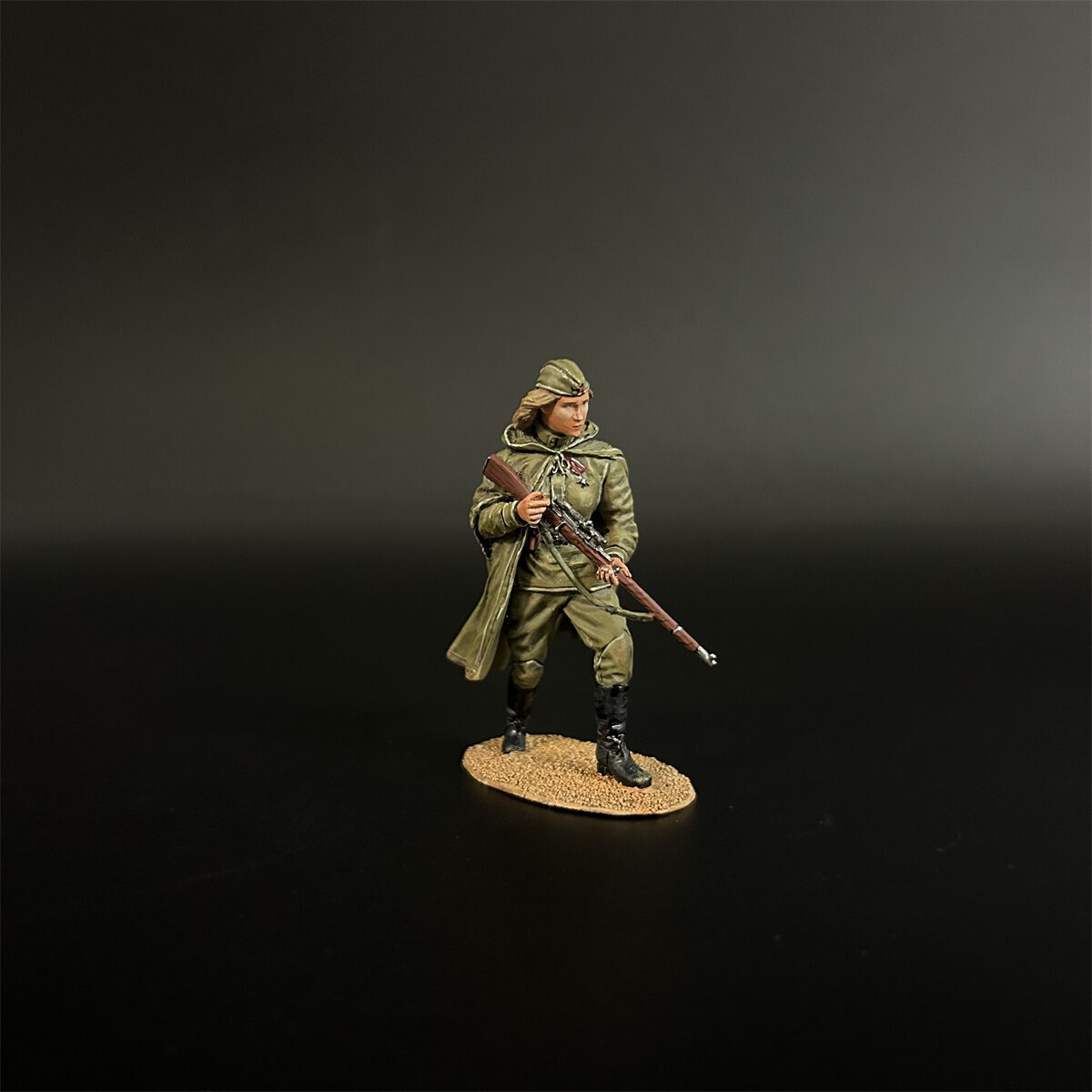 Red Army Woman Sniper Wearing a Cloak
