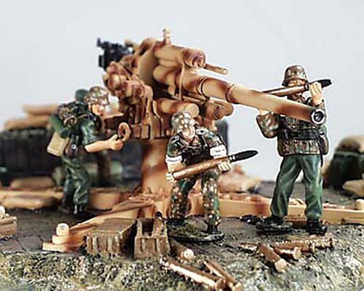 Postazione d'artiglieria con cannone da 88mm Flak e 4 artiglieri